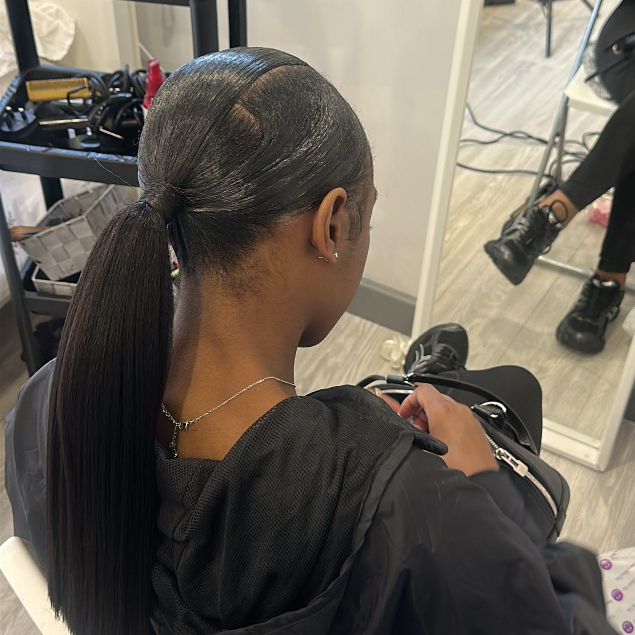 Low sleek ponytail