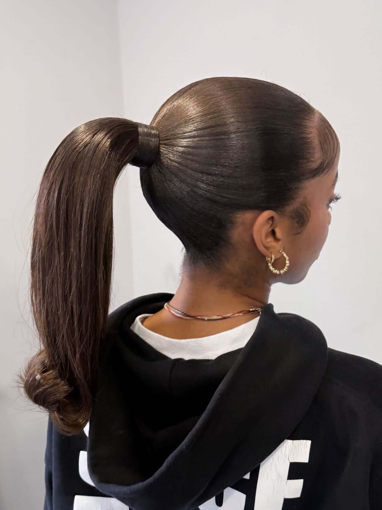 Back view sleek ponytail with wrap